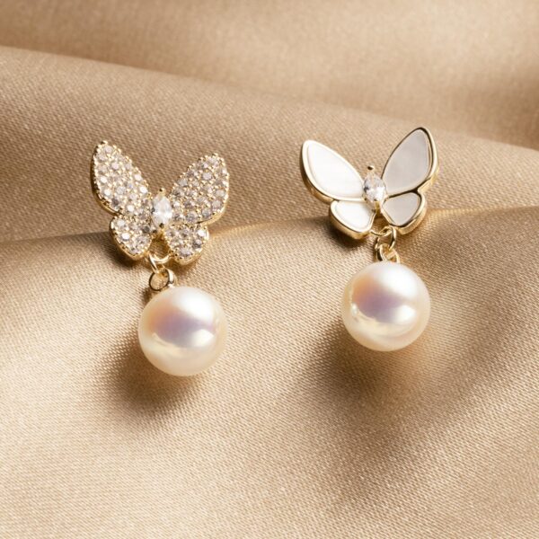 Butterfly Pearl Drop Earrings