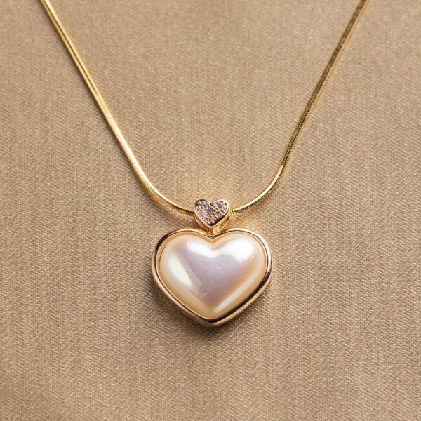 Gold Mabe Pearl Heart Necklace