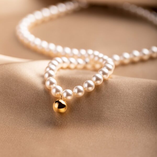 Classic Pearl Necklace with Gold Bean