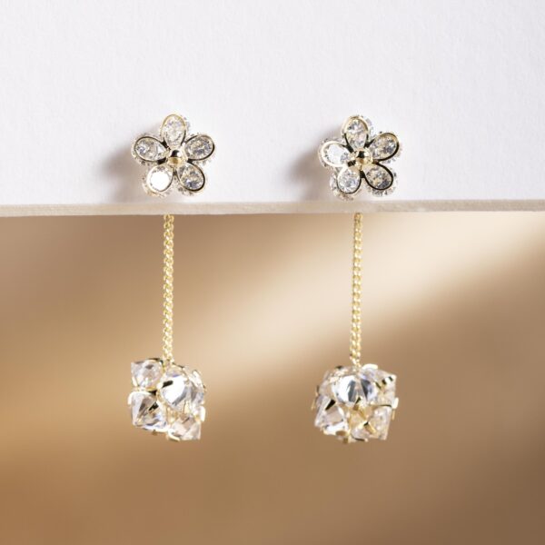 Crystal Flower Drop Earrings