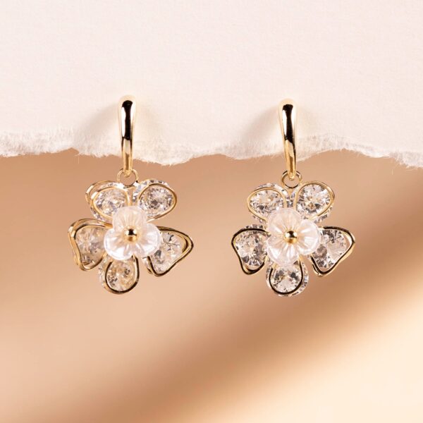 Bold Crystal Flower  Drop Earrings