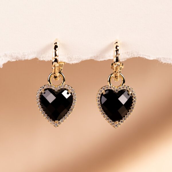 Black Heart Hoop Earrings