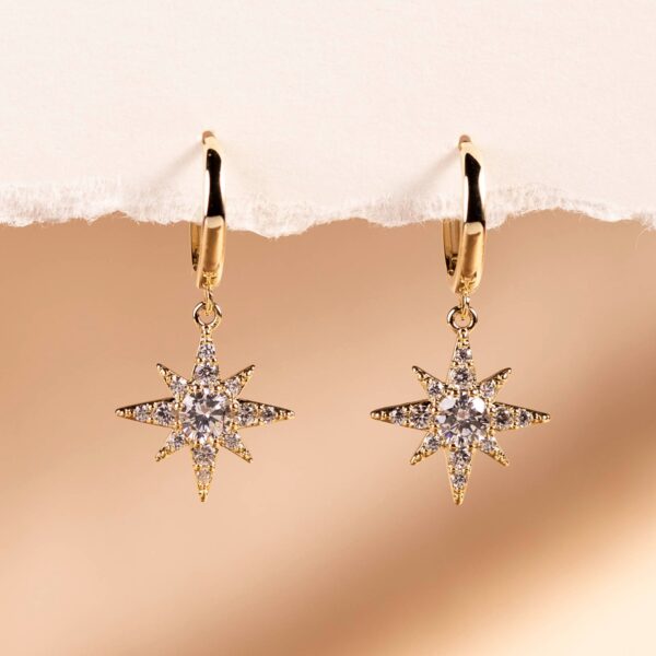 Shiny Octagram Star Hoop Earrings