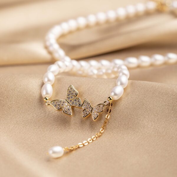 Double Butterfly Freshwater Pearl Necklace