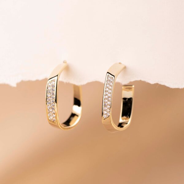 Shiny Rectangle Hoop Earrings