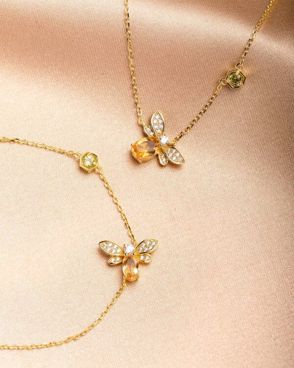 Fine Italian Gold Citrine Bee Set